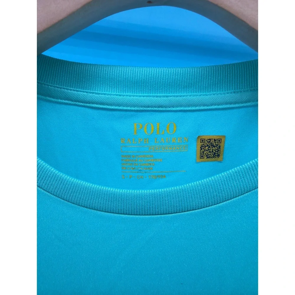 Polo Ralph Lauren Performance T-Shirt Mens Small Aqua Blue Crew Neck Pony Logo
